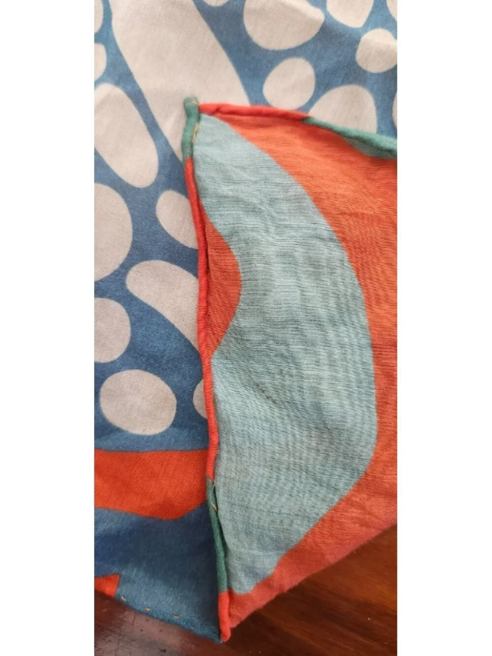 ELOI Abstract Art Scarf Orange Blue Green Cotton Silk Blend Statement Print